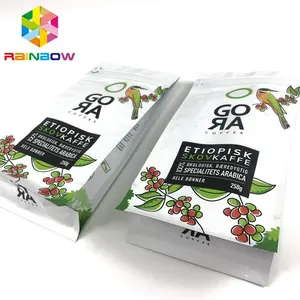 Bio PLA Biodegradable Coffee Bags With Valve And Zipper Custom Packaging Flat Bottom Coffee Bean Bag 250g 500g pouch