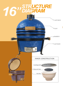 Auplex Small Komodo, Parrilla Kamado de Cerámica Premium de 16 Pulgadas, Altura Ajustable, Diseño Moderno, <span class=keywords><strong>Asador</strong></span> de Acero Inoxidable, Ahumador Seguro - Product Image 6