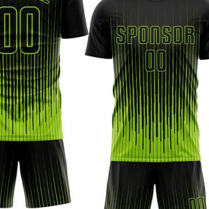 Conjunto de Uniforme de Fútbol de Manga Corta con Líneas de Neón, Ropa Deportiva Transpirable de Alto Rendimiento, Kit de Entrenamiento para Partidos - Product Image 4