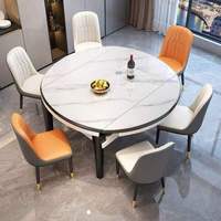 Table à manger moderne en pierre frittée avec pieds en bois, extensible, 6 places, mobilier de maison