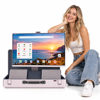Hub de divertissement portable 27 pouces, écran tactile Android 14, Wi-Fi Bluetooth, étui de voyage pour divertissement, Google Play Store