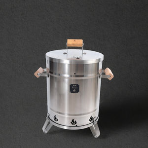 モダンなステンレス製バレル型チャコールグリル、軽量で耐久性のある屋外用スモーカーBBQ、キャンプに最適、KEEP KAMP - Product Image 2