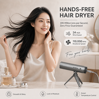 Sèche-cheveux de bureau mains libres 110000 tr/min, sèche-cheveux électrique haute vitesse multi-tâches, sèche-cheveux ionique 300 millions d'ions pour des cheveux soyeux