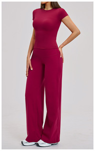Fabricant de pantalons de yoga évasés, ensembles de t-shirts et pantalons pour femmes, vêtements de <span class=keywords><strong>sport</strong></span> pour femmes, ensembles <span class=keywords><strong>pas</strong></span> chers - Product Image 5