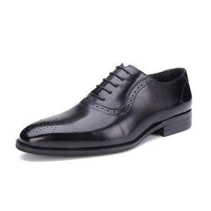 High-quality Handmade Men's Oxford <b>Shoes</b> Pointed Toes Formal Dress Style Waterproof Lace-up Closure <b>Increased</b> <b>Height</b> Genuine - Product Image 5