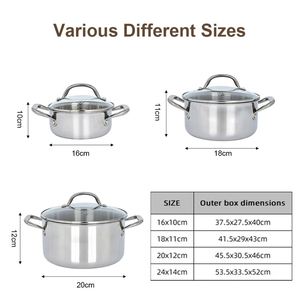 Utensilios de Cocina, Olla para Sopa de Acero Tri-Ply, Juego de Ollas de Acero Antiadherentes para Cocina de Gas e Inducción - Product Image 5