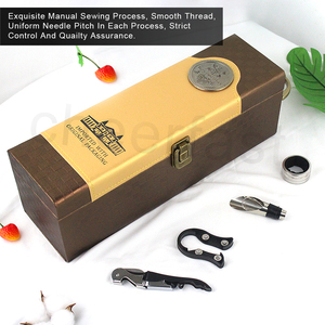<span class=keywords><strong>Meilleur</strong></span> cadeau d'affaires Portable en cuir Pu boîte à bouteille de vin unique coffret cadeau boîte à vin de bonne qualité avec 4 Kit d'<span class=keywords><strong>outils</strong></span> pour le vin - Product Image 4