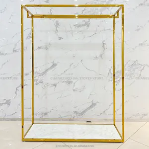 gold stainless steel wedding dress store display rack beauty boutique display stand side hanging wedding decorations