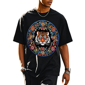 Camiseta de Hombre de Algodón con Estampado de Bordado de Lujo, Informal, Ligera, Transpirable, de Corte Holgado, para Verano, de Fábrica - Product Image 1