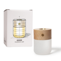 Lampe de table diffuseur d'arômes moderne en bois massif sans fil à piles DC, lumière chauffante pour huiles essentielles, veilleuse de chevet à commande tactile