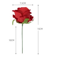 Rose artificielle rouge avec tige, roses artificielles au toucher réel pour bouquet de mariage, centre de table, décoration de vase à domicile