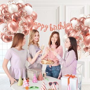 60 ballons en latex blanc nacré et or rose de 12 pouces pour la décoration de fiançailles, de fête prénuptiale, de mariage et d'anniversaire - Product Image 5