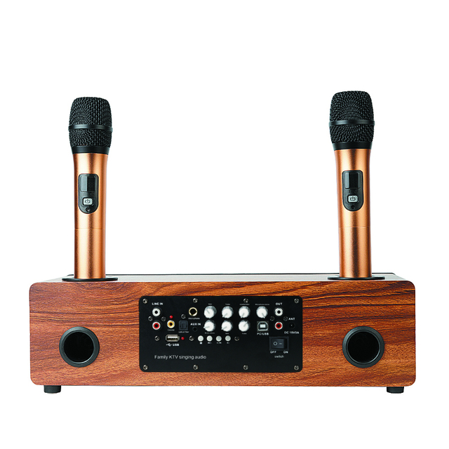 New Arrival Dynamic Cardioid Wireless Karaoke Microphone Speaker Portable Handheld 2x60W Metal Plastic Material Home KTV Phone