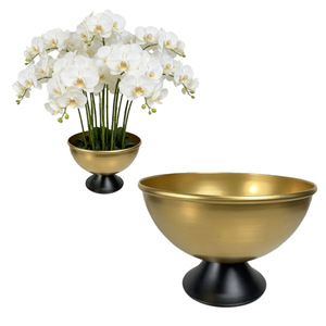 Maceta de estilo chino con forma de tazón, de hierro, de boca ancha, para plantas decorativas de interior, para el hogar, escritorio o suelo. - Product Image 1