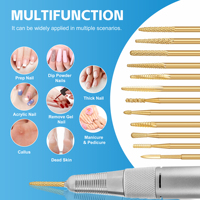 Broca profesional de carburo de 3/32 pulgadas para uñas con revestimiento de oro, broca de eliminación de Gel de cutícula de cono pequeño para Motor sin escobillas de manicura rusa