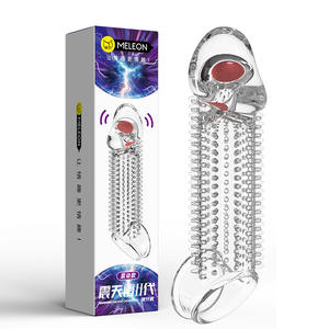 Manchon de verrouillage du sperme du pénis masculin en gros manchon de retard du point G épaissi bloquant le manchon de dent de loup en cristal vibrant jouet sexuel - Product Image 3