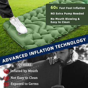 Colchón de dormir inflable impermeable para exteriores, bolsa de almacenamiento de acampada con cojín, almohada plegable, esterilla de relleno de aire para pies, cama - Product Image 6