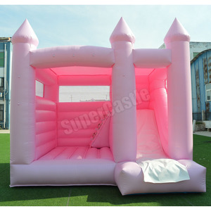 Pastel Pink Inflatable <strong>Bounce</strong> <strong>House</strong> Wedding Themed Commercial Grade Jumping Castle With Slide For Kids Birthday Party Rental - Product Image 1