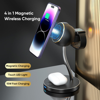 Support de chargement 3 en 1 Chargeur magnétique sans fil avec lumière LED pour téléphone portable iPhone Airpods iWatch