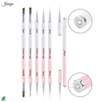 Ensemble de pinceaux professionnels pour nail art en gel, best-seller, manche métallique rose dégradé, double pinceau, pinceau liner pour gel, outils de polissage