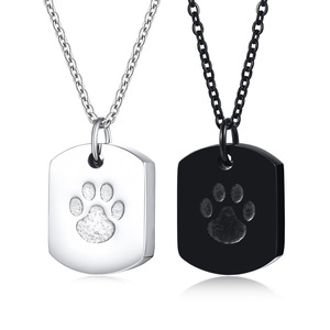 Tempat abu kenang-kenangan hewan peliharaan baja tahan karat kalung guci kremasi liontin batu persegi panjang - Product Image 1