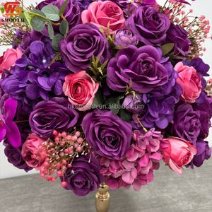 SMOOTH Nueva Bola de Flores de Hortensia, Orquídea y Rosa Púrpura Intenso, Arreglo Floral Densa Hecha a Mano con Flores Artificiales de Seda para Centro de Mesa de Boda - Product Image 3