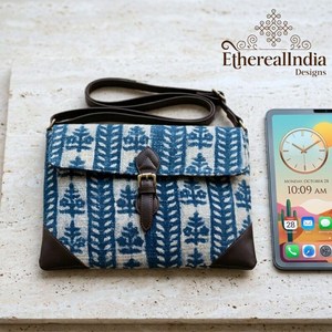 Sling <b>Bag</b> Wholesale Indigo Block Print <b>Tablet</b> Crossbody <b>Bag</b> Handmade Cotton Sleeve with Strap Export India - Product Image 4