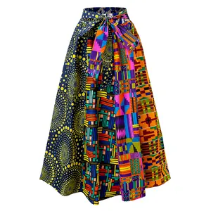 Женская юбка макси, повседневная одежда случайного цвета, африканская восковая юбка
