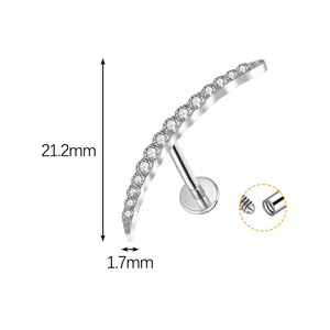 Bijoux de corps en titane ASTM F136 pour <span class=keywords><strong>piercing</strong></span>, unisexe, hypoallergénique, pour mariage et fête, pour tragus, cartilage et conque, à dos plat - Product Image 4