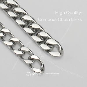 진루이야 고품질 12mm 18k 골드 도금 솔리드 힙합 주얼리 킬로 스테인리스 스틸 마이애미 쿠반 링크 체인 남성용 목걸이 - Product Image 4