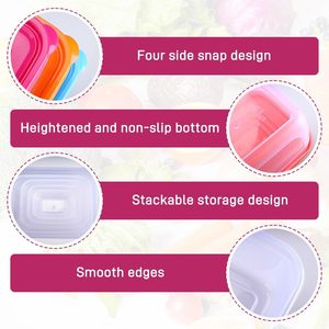 24pcs PP Leakproof Stackable Kitchen Food Storage Containers Airtight Plastic Lids for Meat Fruit <b>Vegetables</b> - Product Image 3