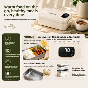 Boîte à <span class=keywords><strong>lunch</strong></span> électrique de 900 ml, boîte à <span class=keywords><strong>lunch</strong></span> thermique en acier inoxydable 304, boîte à <span class=keywords><strong>lunch</strong></span> <span class=keywords><strong>chauffante</strong></span> électrique, rechargeable par <span class=keywords><strong>USB</strong></span> avec fonction de minuterie - Product Image 3