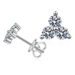 s925 sterling silver earrings petal 60 points D color moissanite earrings factory wholesale