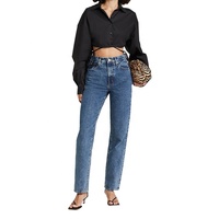 Chemise courte en dentelle noire à manches longues pour femmes avec tissu doux et respirant et design élégant et ajusté