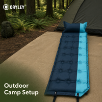 Matelas de camping extérieur OEM ODM avec oreiller, confortable et portable, pour tente, randonnée, voyage et usage domestique