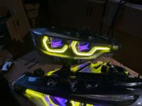 Conjunto de Faros Delanteros para BMW Serie 3 F30 F35 2012-2018, RGB Personalizado de 7 Colores, DRL Secuencial, Señal de Giro, Proyector Bi-LED