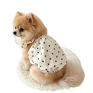 Cute Polka Dot Dress for Dogs and <b>Cats</b> White Polyester Skirt Four Seasons Pet <b>Clothes</b> Made in Jiangsu - Product Image 5