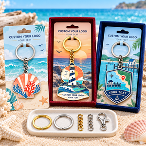 Llaveros Personalizados de Esmalte Duro con Diseño Costero: Faro, Concha, Puerto - Llaveros Metálicos OEM ODM - Product Image 2