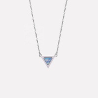 Collier personnalisé en acier et cuivre, élégant, avec pendentif incrusté d'opale blanche, longue chaîne pour femme, bijoux de mode, vente en gros