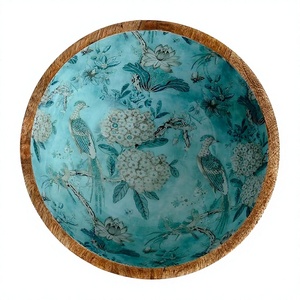 Bol en bois décoratif traditionnel Meenakari pour la salle à manger et le service, bol en bois artisanal de luxe Meenakari pour la décoration de la table à la maison - Product Image 1