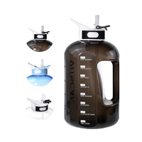 Bouteille d'eau de 1 Gallon avec marqueur de temps et paille-128 oz sans BPA réutilisable grande bouteille d'eau de sport de remise en forme motivationnelle