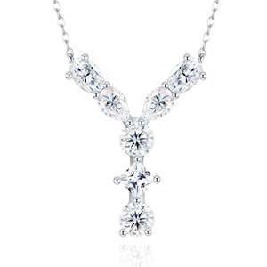 Collar de Moissanita con Corte Múltiple Letra Y, Aprobado por el Probador de Diamantes, VVS, Plata 925, Chapado en Platino, Joyería Fina Elegante - Product Image 1