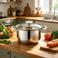 Set Peralatan Masak Stainless Steel FLEY Cool Touch Handle, Set Panci Masak dengan Panci Besar untuk Dapur Rumah, Set Peralatan Masak yang Kokoh dan Tahan Lama