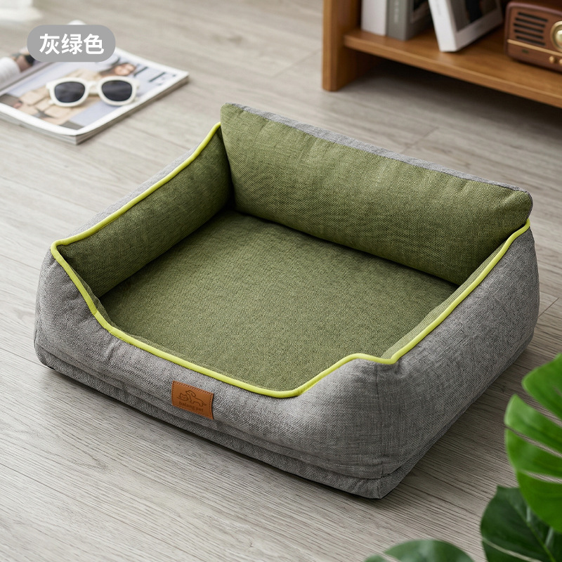 Coarse linen edging square hole - gray-green