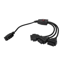 Adaptador divisor OBD2 de 16 pines, uno a tres, con interruptor de control de energía y arnés de cableado personalizado para lector de códigos de diagnóstico de coche