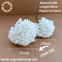 Hydrangea artificielle en soie bordeaux à tige unique de 21 cm, grande tête, fleur d'hortensia pas chère pour arrangement floral de table de mariage