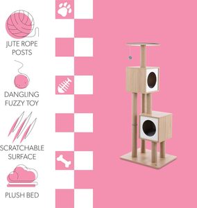 <b>Cat</b> Tree <b>Cat</b> Tower for Indoor Modern Wood Condo with <b>Scratching</b> <b>Post</b> for <b>Large</b> <b>Cats</b> Climbing - Product Image 6