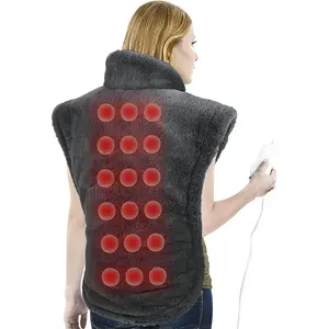 Almofada elétrica de aquecimento total para costas, almofada de aquecimento infravermelho Jade para alívio de dor nas costas com alças