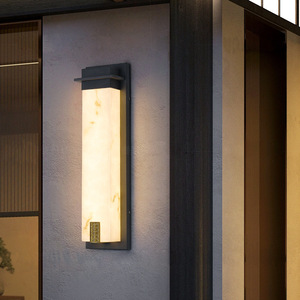 Lampe murale extérieure étanche à LED longue bande, lumière chaude, en acier inoxydable imitation marbre, éclairage de porte extérieure de villa - Product Image 2