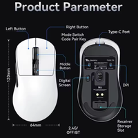 Souris de jeu sans fil M6 RGB avec micro-interrupteur silencieux, réglable 12000 DPI et charge rapide de type C